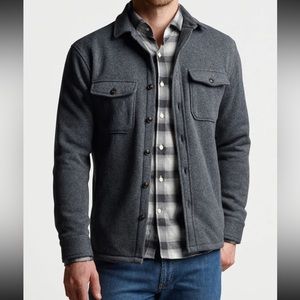 Peter Millar Crown Sweater Fleece Shirt Jacket, color Iron, size M, NWT